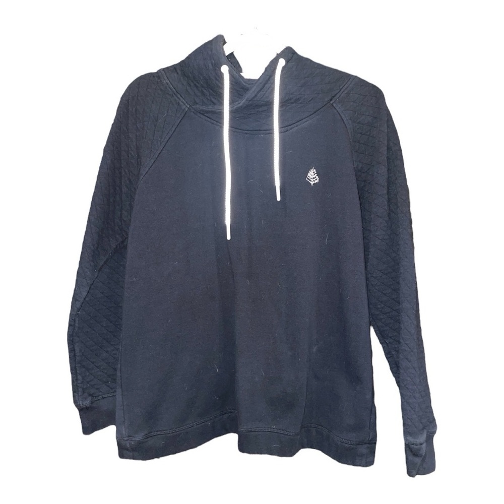 Levelwear Women's Navy Open Slit Back Sweatshirt Quilted Sleeve Size L  L4